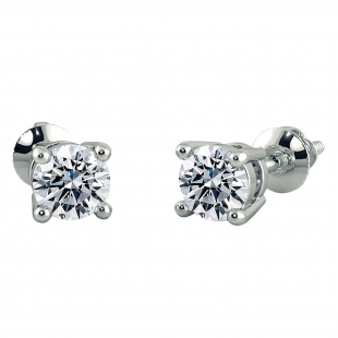 0.25 Carat (ctw) 10K White Gold Round Lab Grown White Diamond Ladies Stud Earrings 1/4 CT
