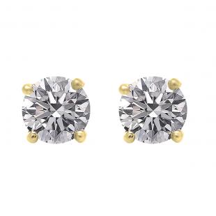 0.75 Carat (ctw) 10K Yellow Gold Round Lab Grown White Diamond Ladies Stud Earrings 3/4 CT