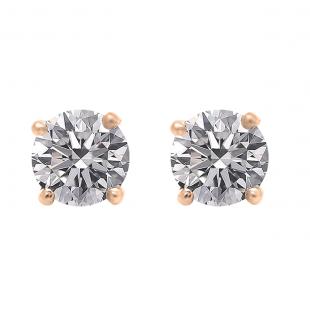 0.75 Carat (ctw) 18K Rose Gold Round Lab Grown White Diamond Ladies Stud Earrings 3/4 CT
