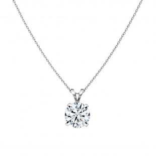 IGI Certified 1.00 Ctw Round Solitaire Lab Grown Diamond 4 Prong Pendant with 18 inch Silver Chain, 10K White Gold