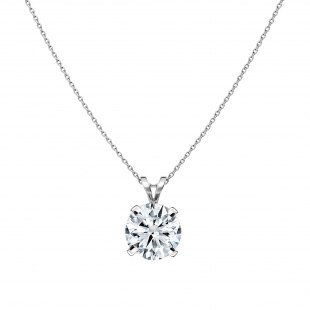IGI Certified 1.50 Ctw Round Solitaire Lab Grown Diamond 4 Prong Pendant with 18 inch Silver Chain, 10K White Gold