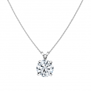 IGI Certified 2.00 Ctw Round Solitaire Lab Grown Diamond 4 Prong Pendant with 18 inch Silver Chain, 10K White Gold