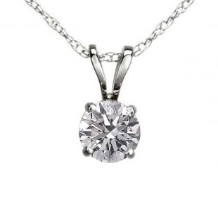 0.25 Carat (ctw) 14K White Gold Round Lab Grown White Diamond Ladies Solitaire Pendant 1/4 CT