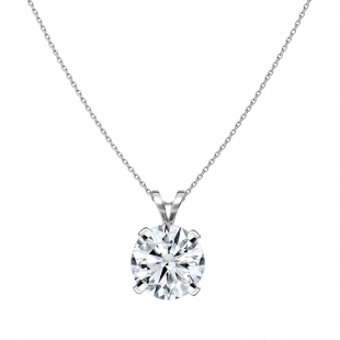 IGI Certified 3.00 Ctw Round Solitaire Lab Grown Diamond 4 Prong Pendant with 18 inch Gold Chain, 10K White Gold