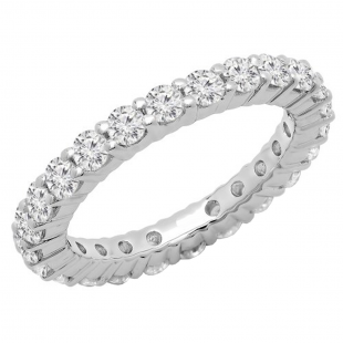 2.00 Carat (ctw) 10K White Gold Round Lab Grown Diamond Ladies Eternity Wedding Stackable Ring Band