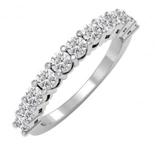 1.00 Carat (ctw) 10K White Gold Round Lab Grown White Diamond Stackable Wedding Band 1 CT