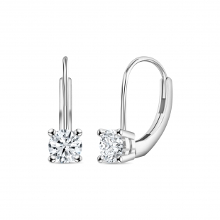 0.75 Ctw Round Lab Grown Diamond Solitaire Lever Back Drop Earrings, 10K White Gold
