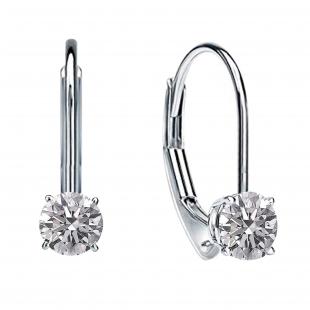 0.25 Carat (ctw) 14K White Gold Round Lab Grown White Diamond Ladies Dangling Drop Earrings 1/4 CT
