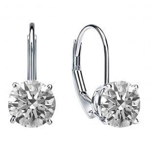 0.75 Carat (ctw) 10K White Gold Round Lab Grown White Diamond Ladies Dangling Drop Earrings 3/4 CT