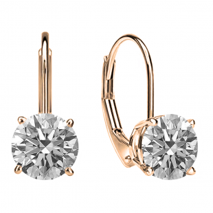 IGI CERTIFIED 0.75 Carat (ctw) 14K Rose Gold Round Lab Grown Diamond Ladies Drop Earrings 3/4 CT