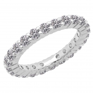 1 Carat (ctw) 14K White Gold Round Lab Grown Diamond Ladies Anniversary Wedding Band Ring