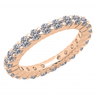 1 Carat (ctw) 18K Rose Gold Round Lab Grown Diamond Ladies Anniversary Wedding Band Ring