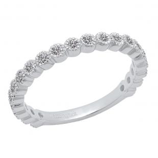 0.50 Carat (ctw) 10K White Gold Round Lab Grown White Diamond Stackable Wedding Eternity Band Ring