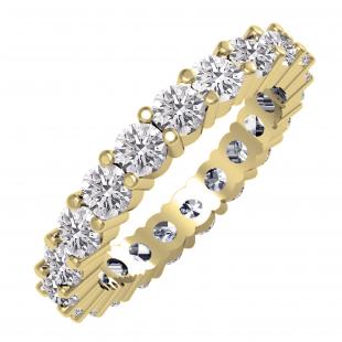 2.10 Carat (ctw) 10K Yellow Gold Round Lab Grown Diamond Ladies Eternity Stackable Ring Wedding Band