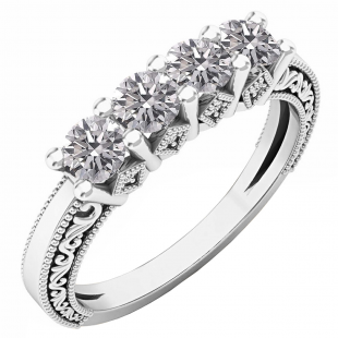 0.75 Carat (ctw) 10K White Gold Round Lab Grown Diamond Ladies Wedding Stackable Band Ring 3/4 CT