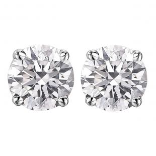 1.15 Carat (ctw) 14K White Gold Round Lab Grown White Diamond Ladies Stud Earrings 1 CT