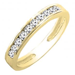0.35 Carat (ctw) 14K Yellow Gold Round Lab Grown Diamond Ladies Stackable Wedding Band 1/3 CT
