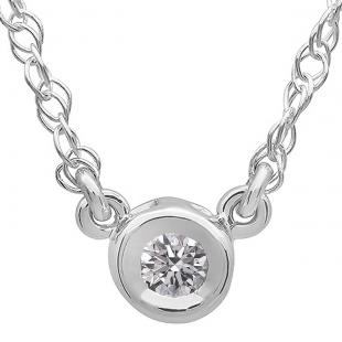 0.50 Carat (ctw) 18K White Gold Round Lab Created Diamond Ladies Bezel Set Solitaire Pendant 1/2 CT