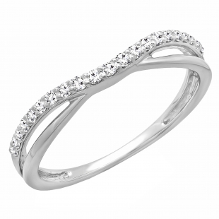 0.25 Carat (ctw) 14K White Gold Round Lab Grown Diamond Ladies Wedding Guard Contour Band 1/4 CT