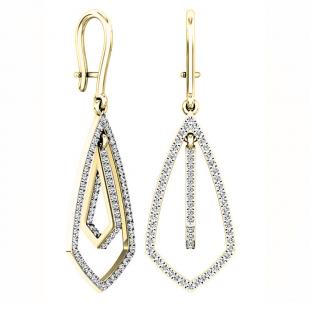 0.30 Carat (ctw) 10K Yellow Gold Round Lab Grown Diamond Ladies Kite Shape Dangling Earrings 1/3 CT