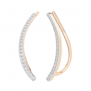 0.22 Carat (ctw) 10K Rose Gold Round White Lab Grown Diamond Ladies Climber Earrings 1/4 CT
