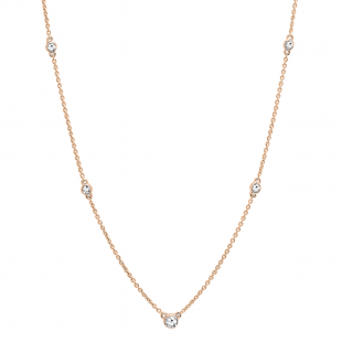 0.30 Carat (ctw) 18K Rose Gold Round Lab Grown White Diamond Ladies Necklace 1/3 CT