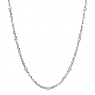 7.50 Carat (ctw) 18K Yellow Gold Round Lab Grown Diamond Tennis Necklace