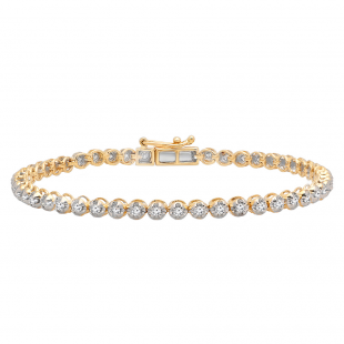 1.00 Carat (ctw) 10K Yellow Gold Round Lab Grown White Diamond Ladies Tennis Bracelet 1 CT