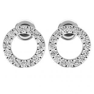 0.33 Carat (ctw) 18K White Gold Round Lab Grown White Diamond Ladies Circle Shape Stud Earrings 1/3 CT