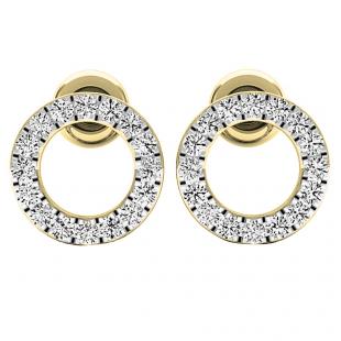 0.50 Carat (ctw) 18K Yellow Gold Round Lab Grown Diamond Ladies Circle Shape Stud Earrings 1/2 CT
