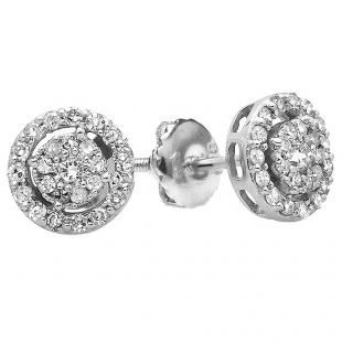 0.40 Carat (ctw) 14K White Gold Round Lab Grown Diamond Round Shape Cluster Stud Earrings