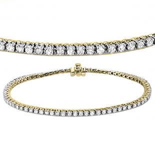 1.50 Carat (ctw) 10K Yellow Gold Round Lab Grown Diamond Ladies Tennis Bracelet 1 1/2 CT