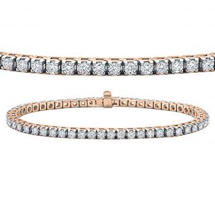 15.00 Carat (ctw) 14K Rose Gold Round Lab Grown Diamond Ladies Tennis Bracelet 15 CT