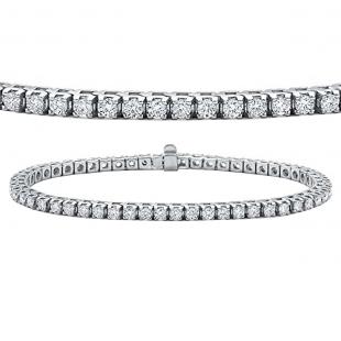 15.00 Carat (ctw) 18K White Gold Round Lab Grown Diamond Ladies Tennis Bracelet 15 CT