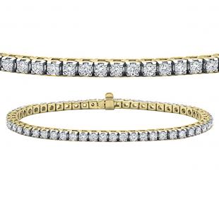 10.00 Carat (ctw) 18K Yellow Gold Round Lab Grown Diamond Ladies Tennis Bracelet 10 CT