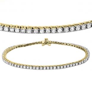 2.00 Carat (ctw) 18K Yellow Gold Round Lab Grown Diamond Ladies Tennis Bracelet 2 CT
