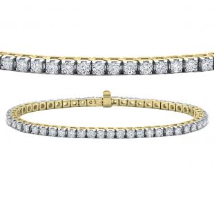8.00 Carat (ctw) 18K Yellow Gold Round Lab Grown Diamond Ladies Tennis Bracelet 8 CT