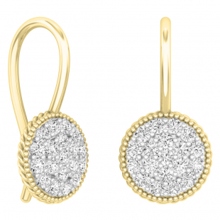 0.65 Carat (ctw) 18K Yellow Gold Round Lab Grown White Diamond Ladies Cluster Dangling Drop Earrings