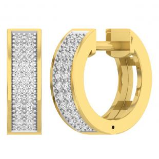 0.20 Carat (ctw) 18K Yellow Gold Round Lab Grown White Diamond Huggies Hoop Earrings 1/5 CT