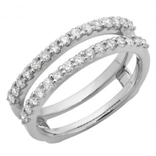 0.50 Carat (ctw) 10K White Gold Round Lab Grown Diamond Ladies Wedding Band Enhancer Guard Band 1/2 CT