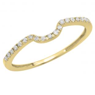 0.11 Carat (ctw) 18K Yellow Gold Round White Lab Grown Diamond Ladies Wedding Band Guard Ring