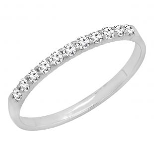 0.20 Carat (ctw) 14K White Gold Round Lab Grown Diamond Ladies Stackable Wedding Band 1/5 CT