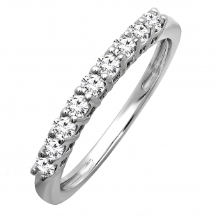 0.33 Carat (ctw) 14K White Gold Round Lab Grown Diamond Ladies Stackable Wedding Band 1/3 CT