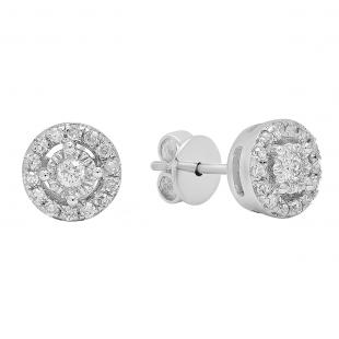 0.20 Carat (ctw) 10K White Gold Round Lab Grown White Diamond Ladies Cluster Stud Earrings