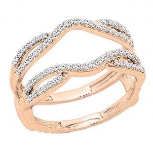 0.35 Carat (ctw) Round Lab Grown Diamond Ladies Wedding Enhanc er Guard Ring 1/3 CT 10K Rose Gold
