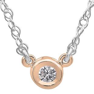 0.33 Carat (ctw) Round Lab Grown Diamond Ladies Solitaire Pendant 1/3 CT 10K Rose Gold