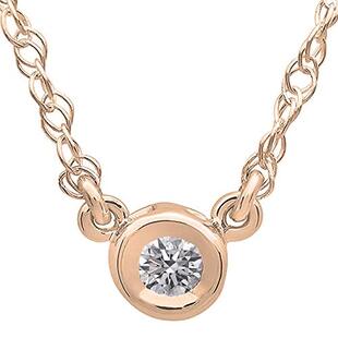 0.33 Carat (ctw) Round Lab Grown Diamond Ladies Solitaire Pendant 1/3 CT 10K Rose Gold