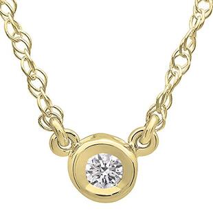 0.20 Carat (ctw) Round Lab Grown Diamond Ladies Solitaire Pendant 14K Yellow Gold