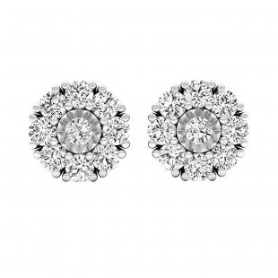 0.25 Carat (cttw) Round Lab Grown White Diamond Ladies Stud Earrings 1/4 CT 10K White Gold