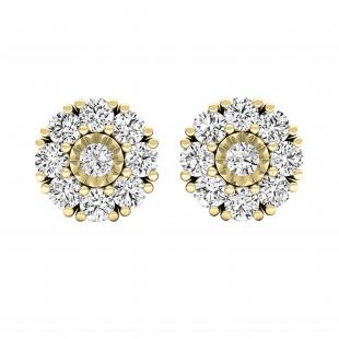 0.25 Carat (cttw) Round Lab Grown White Diamond Ladies Stud Earrings 1/4 CT 14K Yellow Gold